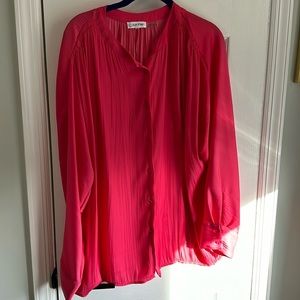 Calvin Klein pink button-down blouse.